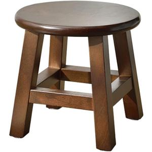 Solid Wood Stool - 10 inch Round Kids Stool for Short Reach & Shoe Changing (Brown) (Brown Round)