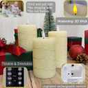 Rechargeable Flameless Candle, Flickering LED Pillar Real Wax Candle with Fairy Lights, Remote Control and Timer, Upgraded Teardrop Wick, Built-in Battery Electronic Candle, Set of 3