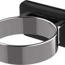 Hair Dryer Holder, Bathroom Cabinet Door Blow Dryer Stand, Blow Dryer Holders Wall Mount - Extra Large Rim (Silver + Black) (L 3.7W 2.1H 4.3)