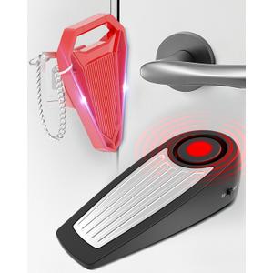 Upgraded 130dB Door Stop Alarm & Hotel Door Lock, Travel Door Stopper Door Wedge Alarm with Portable Door Lock for Travelers Security, for Hotel, Home, Room, Apartment (2 Pack)