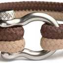 Mens Rope Bracelet - Stainless Steel Silver Shackle, Extremely Durable and Scratch Resistant Waterproof Paracord, Handmade, Nautical Wristband for Men 6-7. (5PACK)