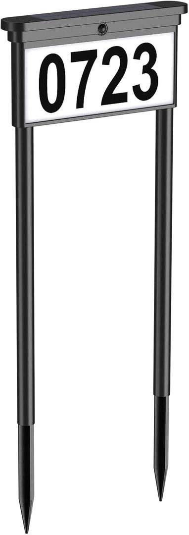 Solar Address Sign, House Numbers for Outside Double Side, 12 Modes Lighted Address Plaque Outdoor Waterproof, Illuminated LED Address Numbers for Yard Home Mailbox, 1 Pack
