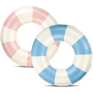 Pool Floats Kids, 2 Pack Pool Tubes, Inflatable Swim Rings, Round Portable Floaties for Kids, Cute Swimming Floats for Girls Boys Pool Beach Lake Summer Party Supplies