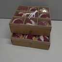 2 x 3.15inch Burgundy Velvet Christmas Ornaments Balls Flocked Christmas Tree Glittering Plastic Balls Xmas Hanging Ornaments 9 Pcs-Red