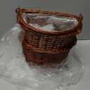 Threehoney 2 Pcs Woven Wicker Hanging Basket Door Hanging Basket Hanging Wicker Wall Basket with Plastic Liner Lower Plants Woven Basket for Home Garden Farmhouse, 5.9"D x 9.84"W x 6.69"H