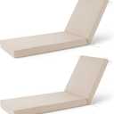 2 Pcs Chaise Lounge Cushions Outdoor Set of 2, 72x 21x 3 Inch Waterproof & Fade-Resistant Lounge Chair Cushion, Outdoor Chaise Cushion with Ties for Lawn, Patio, Pool & Beach, Beige