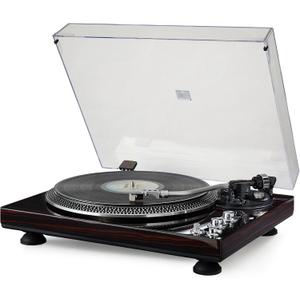 High-Fidelity Vinyl Record Player, Bluetooth Turntable with Magnetic Cartridge, 2-Speed Belt Drive Wood Vintage Player with Auto-Return, Adjustable Counterweight, Pitch Control & Preamp