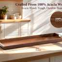 Large Acacia Wood Serving Tray with Metal Handles - 36" Long Charcuterie Board for Cheese, Meat & Appetizers - Perfect for Kitchen, Entertaining, Gatherings & Home Decor