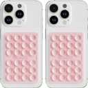 4 x 2 Pack Silicone Suction Phone Case Adhesive Mount, Silicone Sticky Holder for iPhone and Android, Hands-Free Grip for Selfies & TikTok, Gift for Women (Light Pink)
