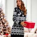 Ugly Christmas Sweaters Dresses with Santa Hat Knit Sexy Christmas Outfits for Women (Small, Reindeer Black)