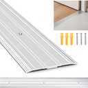 Aluminum Door Threshold - 36" L x 3" W Exterior Floor Transition Strip with Pre Drilled Holes and Expansion Screws, Non-Slip Fluted Saddle Threshold Flat Profile Threshold, Prevent Dust & Airflow