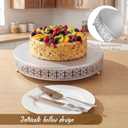 Wenqik Silver Cake Stand 16 Inch Metal Round Cupcake Dessert Wedding Cake Stand with Cutting & Spatula Cookies Display Holder Fruit Serving Tray for Table Wedding Birthday Anniversary Party