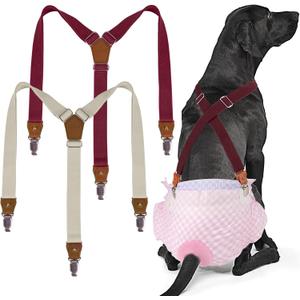 Pet Soft Dog Suspenders 2 Pieces Female Dog Diaper Suspenders for Dogs Diaper Keeper Suspender for Dogs Skirt, Doggy Dress (Brown & Burgundy, M/L)