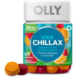 OLLY Kids Chillax Gummy, For a Calm and Relaxed Mood*, Magnesium, L-Theanine, Lemon Balm Extract, Chewable Supplement, Sherbet Flavored, 25 Day Supply - 50 Count (Packaging May Vary) Best buy 06 Jun 2026
