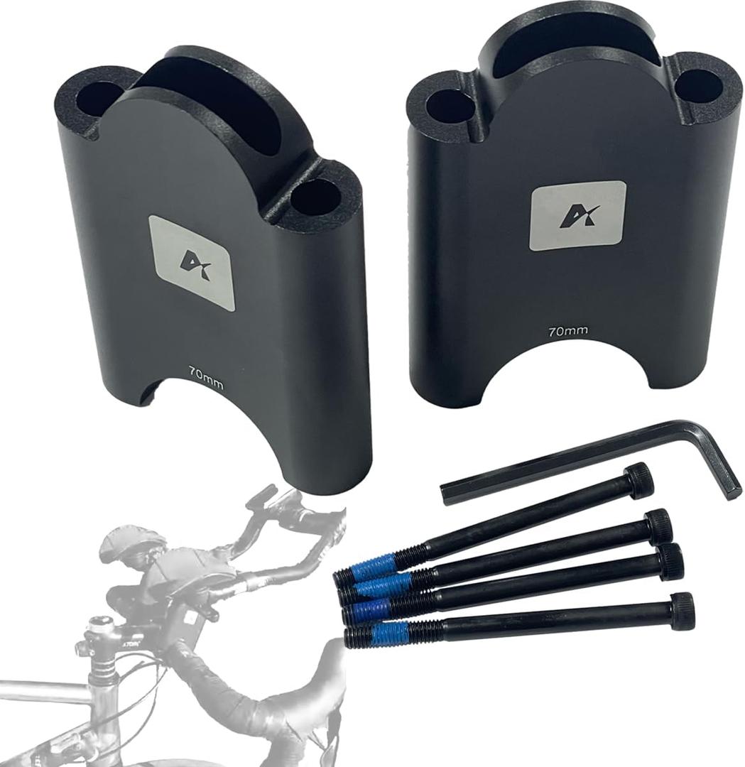 Aerobar Riser Kit Compatible with Profile Design 70mm Height Adjustment for T+ Carbon, T+ Aluminum, ZBS, Sonic Ergo, Supersonic Ergo, J2/J3/J4, Subsonic Brackets 31.8mm Clamp, Black
