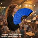 Large Folding Hand Fan, Nylon-Cloth Vintage Retro Fabric Fans, Glitter Bamboo Ribs Chinese Kung Fu Tai Chi Hand Fan for Women, Festival, Dance, Gift, Performance, Decorations