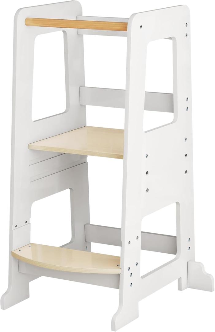 TaoHFE Toddler Tower Kitchen Help,Adjustable Wood Toddler Standing Tower for Baby,Toddler Tower Assists Baby,Toddler Helper Tower with Safe Measure Components, Tower for Gift