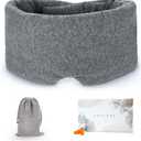 FRESHME Cotton Eye Mask for Sleeping in Gift Box - Soft and Adjustable Extensions Sleep Mask with Earplugs and Pouch for Women and Men, Blackout Cover for Night Travel Relaxation