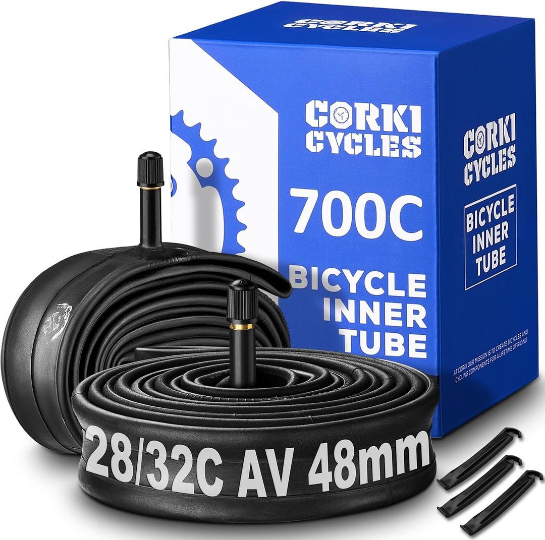 Heavy Duty 700c Bike Tube 700 x 23-25c 28-32c 35-43c Butyl Rubber, 28 Inch Road Bicycle Tire Inner Tube Replacement 2 Pack with Tire Levers, 700x28-32c