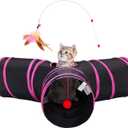 Tempcore 3 Way Collapsible Cat Tunnels, Indoor Cat Toys with Peek Hole & Ball, Perfect for Kittens & Rabbits