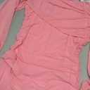 MEROKEETY Women's Long Sleeve Wedding Guest Formal Dress Fall Winter Ruched Bodycon Mesh Cocktail Party Midi Dresses (X-Large, Pink)