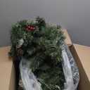 National Tree Company Pre-Lit Artificial Christmas Wreath, Green, Crestwood Spruce, White Lights, Decorated with Pine Cones, Berry Clusters, Christmas Collection, 24 Inches