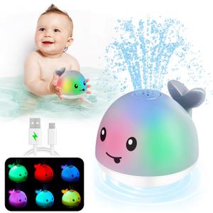 ANGGIKO Baby Bath Toys, Toddler Bath Toys for Kids Ages 1-3, Baby Easter Basket Stuffers, 1 2 3 Year Boy Girl Gifts Baby Toy 6-12-18 Months Light Up Whale Bath Toy Sprinkler Bathtub Pool Water Toy