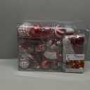 Alupssuc 112pcs Christmas Balls Ornaments Set, Shatterproof Plastic Baubles Christmas Penguin, Polar Bear for Xmas Tree Holiday Wedding Party Decorations with Hanging Strings, Red and White