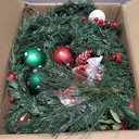 Valery Madelyn 9 Feet Pre-Lit Christmas Garland with Lights for Mantle, Lighted Outdoor Xmas Garland with Red Green White Balls & Bows for Home Stairs Fireplace Table Centerpiece Indoor Holiday Decor