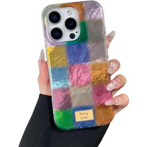 Compatible with iPhone 16 Pro Case, Cute Aesthetic Trendy Colorful Checkered Phone Case for Women, Classic Slim Soft TPU Protective Shockproof Cover for iPhone 16 Pro 6.3"