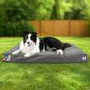 Sytopia 36 Inch Waterproof Indestructible Canvas Outdoor Dog Bed for Large and Medium Dogs, Chew Proof Dog Crate Bed with Washable Removable Cover, Indoor Outdoor Patio Pet Pad, Dark Grey