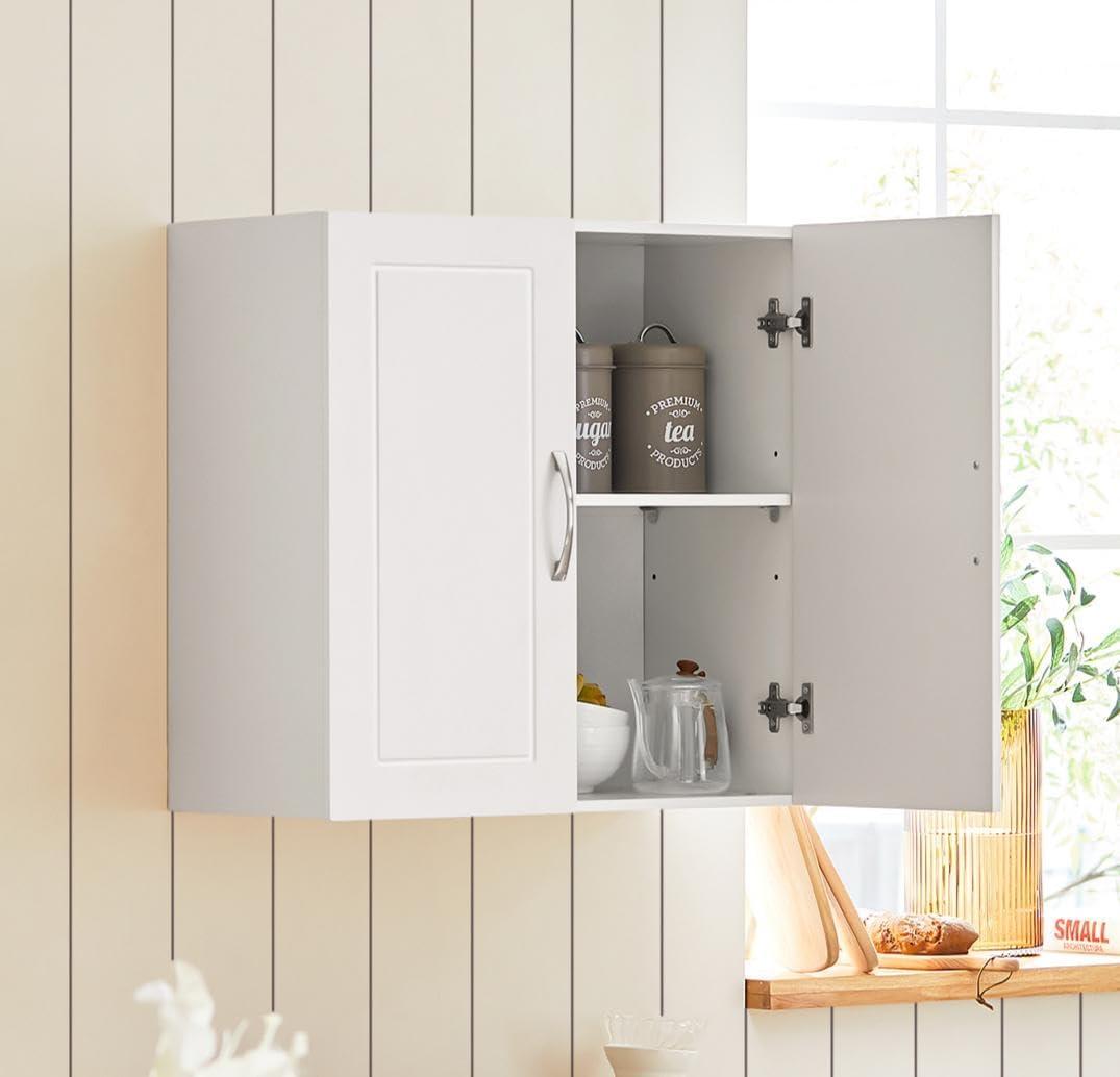 Haotian Wall Cabinet Laundry Room, Medicine Cabinet for Bathroom Kitchen Garage, Wall Storage Cabinet with Adjustable Shelf, White FRG231-W