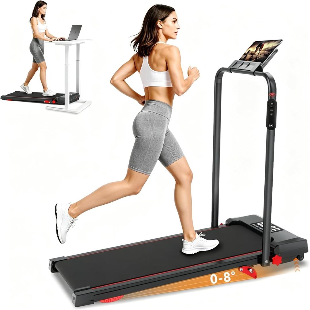Walking Pad Treadmill with Incline and Handle Bar, 7.5MPH Under Desk Foldable Treadmill for Home with Remote LED Display Exercise Machine for Office Small Spaces