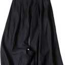 SCUSTY Linen Pants for Women Culottes Capris Wide Leg Palazzo Boho Pants Trousers (XX-Large, Black)