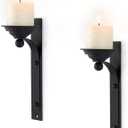 Industrial Retro Style Wall Sconce Candle Holder Metal Hanging Wall Decorations for Home,Living Room, Bathroom, Dining Room, Set of 2Black