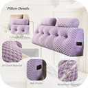 Wedge Headboard Pillows + 2 Head Roll Pillow Bed Wedge Pillow for Headboard Large Bolster for Bed Rest Reading Pillows Backrest Pillows for Sitting in Bed Backrest Positioning Support (Lilac)