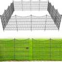 15 Panels Decorative Garden Fence with Gate, 32 in(H) X 35.4 ft(L) No Dig Dog Fence Animal Barrier Outdoor for Yard, Rustproof Metal Garden Edging and Borders, Temporary Fencing Stakes