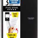 Five Star Spiral Notebook + Study App, 3 Subject, College Ruled Paper, Fights Ink Bleed, Water Resistant Cover, 8-1/2" x 11", 150 Sheets, Black (72069)