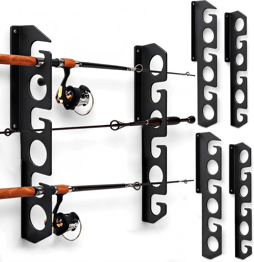 WIPHANY Fishing Rod Racks Wall or Ceiling Fishing Rod/Pole Rack Holder Storage Hook Holds Fishing Rods Wall Mounted for Garage Cabin and Basement
