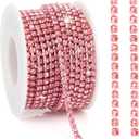 Rhinestone Chain 10 Yards Rhinestone Trim Pink Bling Diamond Rhinestones Strips 3mm Glitter Bling Crystal Rhinestones Close Chains Claw Cup Chains Trim for Sewing DIY Crafting Jewelry Clothes