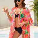 RELLECIGA Beach Cover Up for Women Swimsuit Kimono Cardigans Loose Casual Bathing Suit Coverups (L)