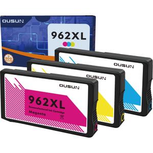 962XL Ink Cartridges Combo Pack(Cyan/Magenta/Yellow-3 Pack), Replacement HP 962 Compatible with HP Officejet Pro 9015e 9015 9010 9018e 9025e 9018 9020 9025 9012 Printer. Support HP+ Service