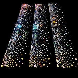 AB Crystal Rhinestone Collar Applique  6-Piece/2sheets Iron-On Hotfix Neckline Patch for T-Shirts, Dresses, Sweaters  DIY Bling Transfer for Clothing Decor12.2'' x 1.77''