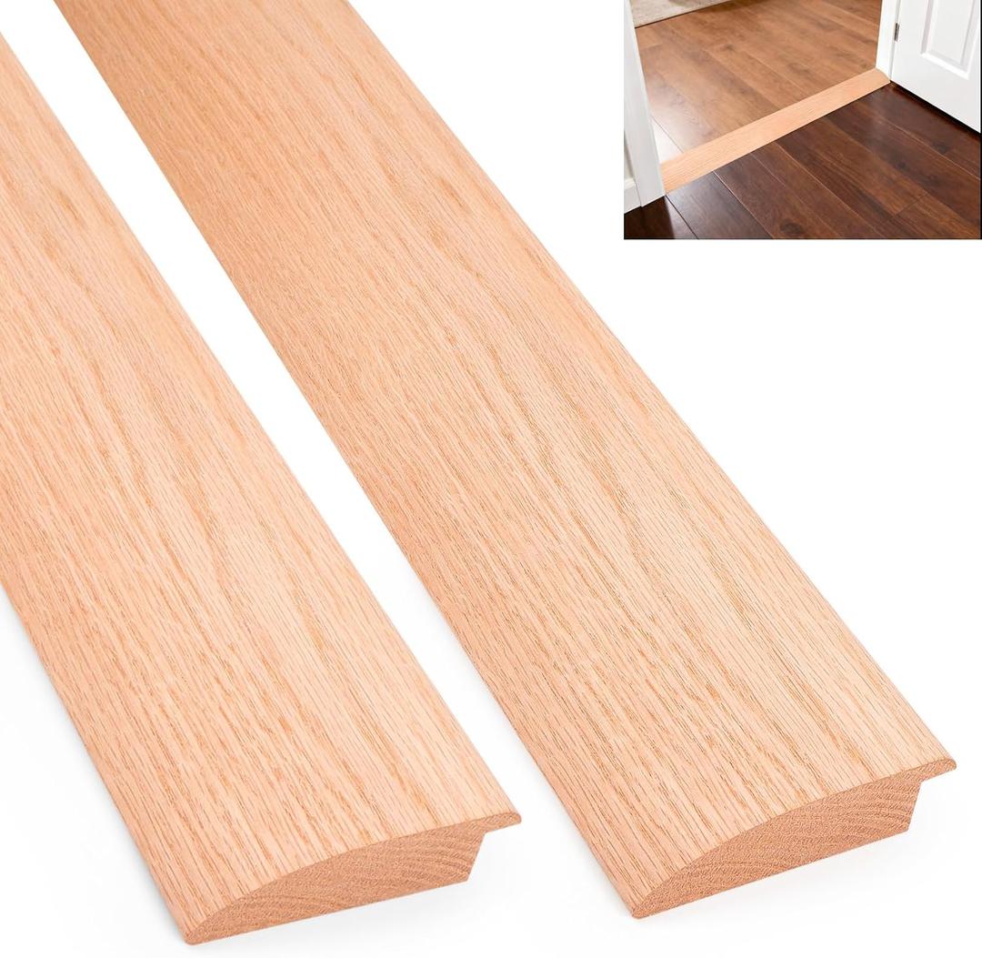 2Pack 3.5"W 36" L Solid FAS1 Red Oak Floor Transition Strip, 3/4" Overlap Threshold for Doorways, Reduces Height Differences Between Carpet Tile Wood Vinyl Laminate Flooring (Unfinished), 3/4" Overlap-3.5"W-36"L-2pcs
