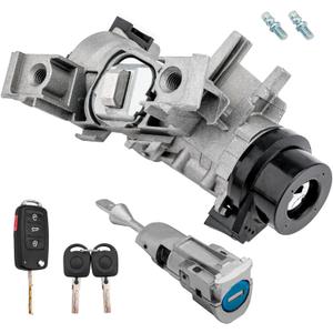 Ignition Switch Lock Cylinder Assembly with Left Door Lock, Compatible with 2011-2018 Volkswagen VW Jetta, w/Remote Key (ID48 Chip 433MHZ Freq), Replaces# 1K0905851B, 5C6837167