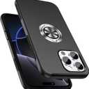 PELEPUES Shockproof Case for iPhone 16 Pro Max, [Embedded Finger Ring] Military Grade Phone Case Cover with Reinforced Metal Stand Kickstand [Support Magnetic Car Holder] for iPhone 16 6.9'', Black