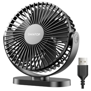 Gaiatop USB Desk Fan, 5.5 Inch Small Quiet Powerful 3 Speeds 90° Rotate, Personal Mini Portable Desktop Table Fans, Cooling for Home Office Car Travel Indoor Outdoor Black