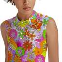Golf Shirt Womens Sleeveless Moisture Wicking Athletic Printed Polo Golf Tank Top Women (XS-4XL) (Pink, XXL)