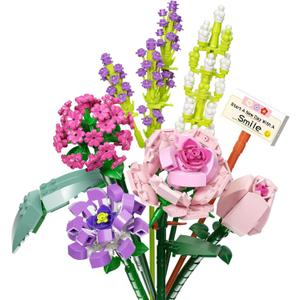 Mini Bricks Flower Bouquet Building Sets, Artificial Flowers, 553 Pieces Botanical Collection for Ages 8-12 yrs Old Girl for Gift (Not Compatible with Set)