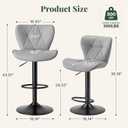 HAPPYMONT Bar Stools Set of 2, PU Leather Adjustable Height Swivel Barstool | Modern, Counter Height Chairs, Back, Footrest, Padded Seat, Kitchen Island, Living Room, Dining Room, Cafe, Grey